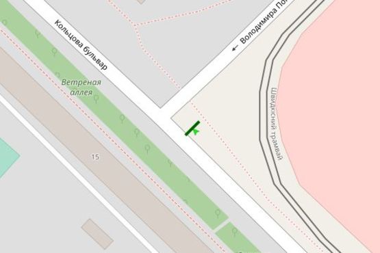 Схема рекламної площини за адресою Кольцова бульв., 15 напроти