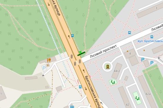 Схема рекламної площини за адресою Братиславська вул. - Лісовий просп.