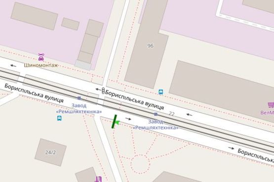 Схема рекламної площини за адресою Бориспільська вул., 6 - Вереснева вул.