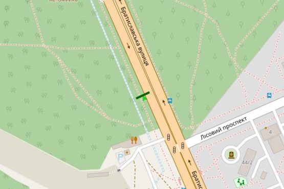 Схема рекламної площини за адресою Братиславська вул., 200 метрів до перехр. з Лісним просп. (в напр. Троєщини)