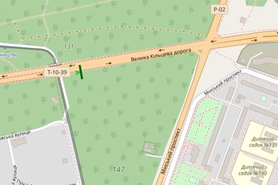 Схема рекламної площини за адресою Велика Кільцева дорога, 450м до перехр. з Мінским просп. (в напрямку Мінського просп.)