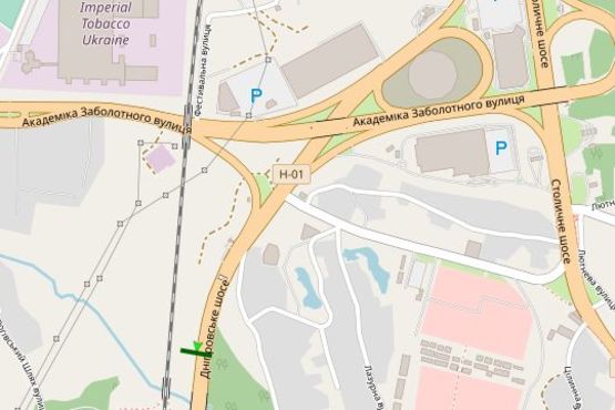 Схема рекламной плоскости по адресу Дніпропетровське шосе (в напрямку Обухова)