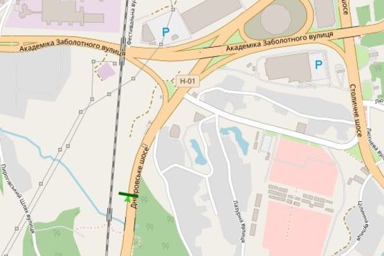 Схема рекламной плоскости по адресу Дніпропетровське шосе (в напрямку Києва)