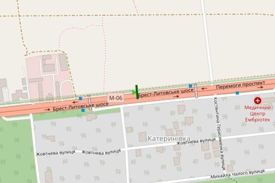 Схема рекламної площини за адресою Брест-Литовське шосе, 17 напроти (в напрямку Киэва)