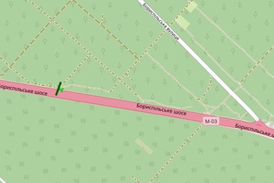 Схема рекламної площини за адресою Бориспільське шосе, 3,2 км до Києва (в напрямку Києва)
