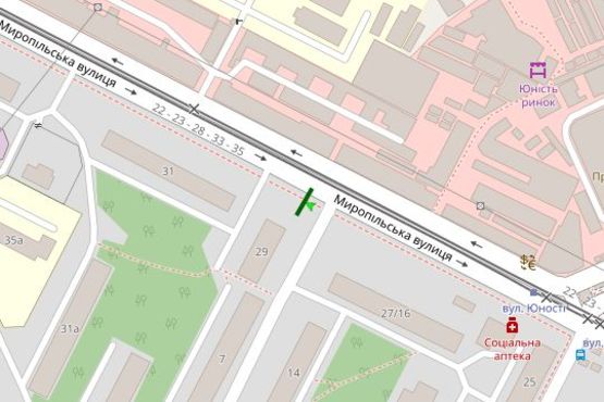 Схема рекламной плоскости по адресу Миропільська вул., 29