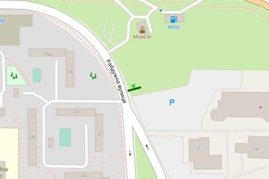 Схема рекламної площини за адресою Райдужна вул., напроти буд. 14 Апо просп.Шухевича