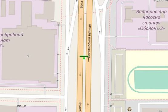 Схема рекламной плоскости по адресу Богатирська вул., 22-А розподілювач  (в напрямку Вишгорода)