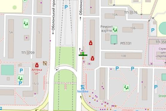 Схема рекламной плоскости по адресу Оболонський просп., 10