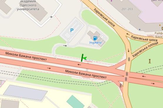 Схема рекламної площини за адресою Миколи Бажана просп., 196, навпроти (в напрямку Харьковської пл.)
