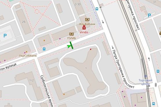 Схема рекламной плоскости по адресу Княжий Затон вул., 2/30 напроти