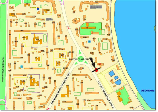 Схема рекламної площини за адресою ул.Героев Сталинграда,/ пл.Сантьяго де Чили напр.на Московский пр. (на светофоре)