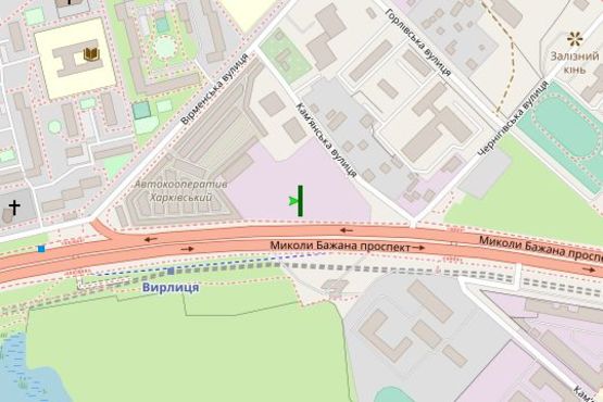 Схема рекламної площини за адресою Миколи Бажана просп., вул. Дніпродзержинська