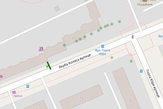 Схема рекламной плоскости по адресу Якуба Коласа вул., 23 (в напрямку Героїв Космосу)