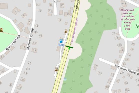 Схема рекламної площини за адресою Кайсарова вул., напроти АЗС "Окко" Схема рекламної площини за адресою Кайсарова вул., напроти АЗС "Окко"