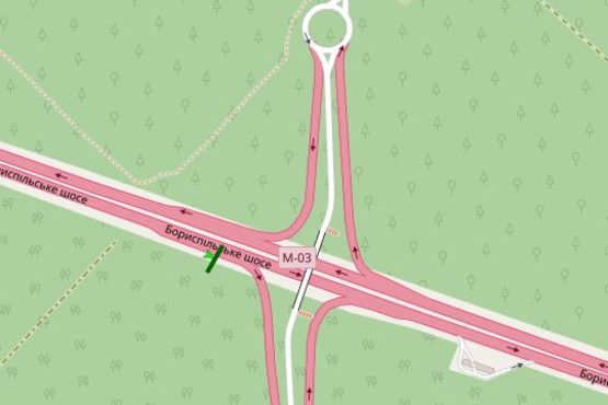 Схема рекламної площини за адресою Бориспільське шосе, 5,1 км від Києва (в напрямку Борисполя)