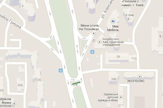 Схема рекламной плоскости по адресу Петра Григоренка просп., 39 (в напр. Бажана Миколи просп. )