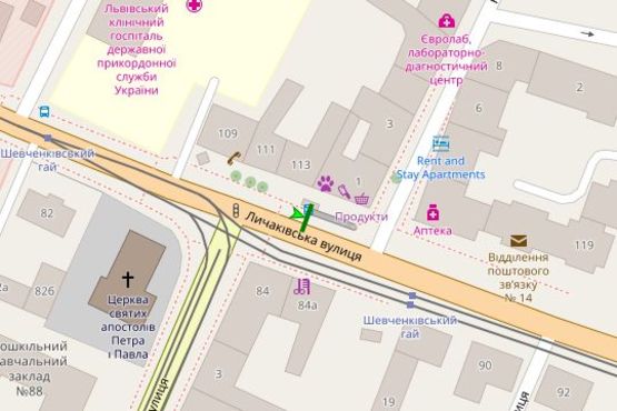 Схема рекламної площини за адресою Личаківська вул., 113