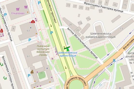 Схема рекламної площини за адресою Вячеслава Чорновола просп. (Шевченківська РДА)