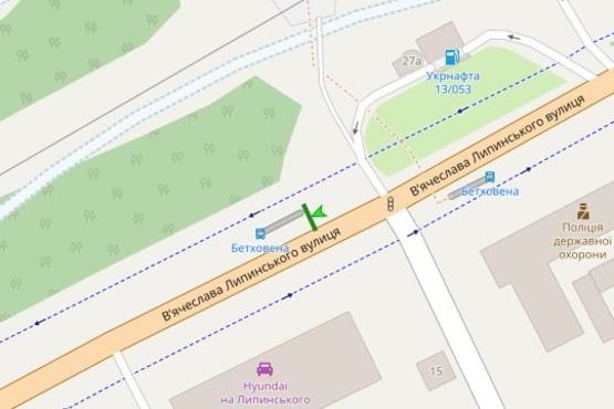 Схема рекламної площини за адресою Вячеслава Липинського вул., 36