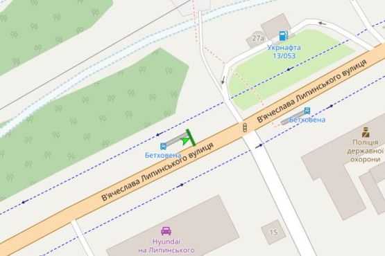 Схема рекламної площини за адресою Вячеслава Липинського вул., 36