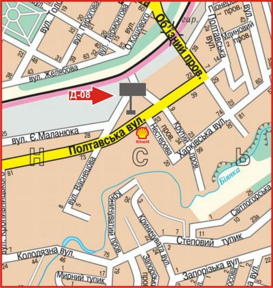Схема рекламної площини за адресою ул.Полтавская
