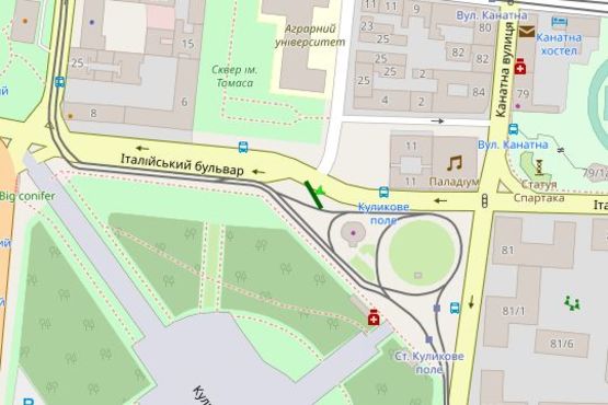 Схема рекламної площини за адресою Італійський бульв. - Гімназична вул. Схема рекламної площини за адресою Італійський бульв. - Гімназична вул.