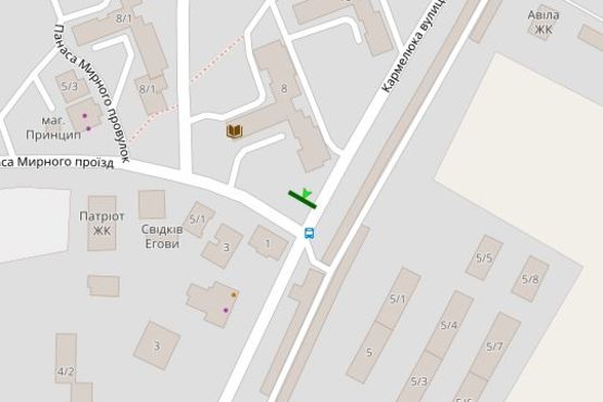 Схема рекламной плоскости по адресу Кармелюка вул., 8 Схема рекламной плоскости по адресу Кармелюка вул., 8