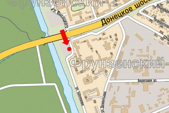 Схема рекламної площини за адресою Шолохова ул., 5, напротив супермаркета "Varus", от Кайдакского моса