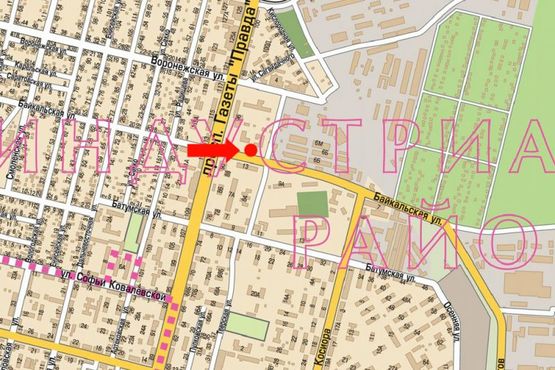 Схема рекламної площини за адресою Байкальская ул., 9А, напротив