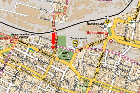 Схема рекламної площини за адресою Щепкина ул. / Произвольная ул.