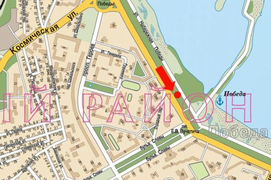 Схема рекламної площини за адресою Набережная Победы ул., 124, кинотеатр "Салют" Схема рекламної площини за адресою Набережная Победы ул., 124, кинотеатр "Салют"