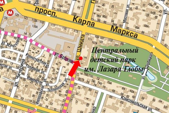 Схема рекламной плоскости по адресу Шмидта ул., 5, напротив центрального рынка, фасад