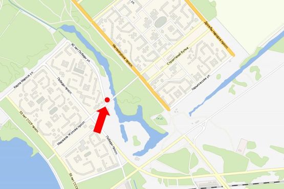 Схема рекламной плоскости по адресу 40-летия Победы ул., возле моста, супермаркета "АТБ"