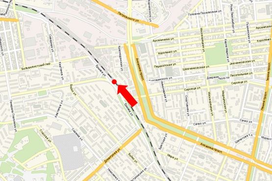 Схема рекламной плоскости по адресу Стуса пр. (бывш. Комсомольский пр.), ж/д платформа, возле гостиницы "Зоря"