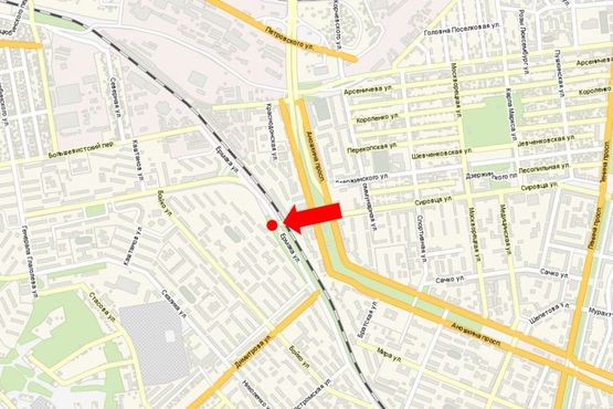 Схема рекламной плоскости по адресу Стуса пр. (бывш. Комсомольский пр.), возле гостиницы "Зоря"