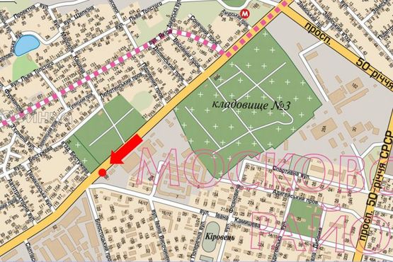 Схема рекламної площини за адресою Павлова ул., 88 / Подрывной пер., в сторону Семиградская ул., центра