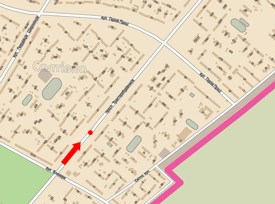 Схема рекламної площини за адресою Тракторостроителей пр., 134, в сторону Героев Труда пр.