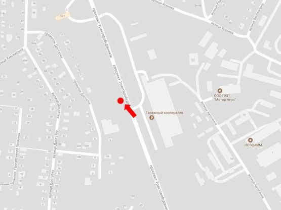 Схема рекламної площини за адресою Тракторостроителей пр., возле гаражного кооператива, в центр