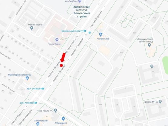 Схема рекламної площини за адресою Победы пр., 48, разделитель, в сторону Клочковской ул.