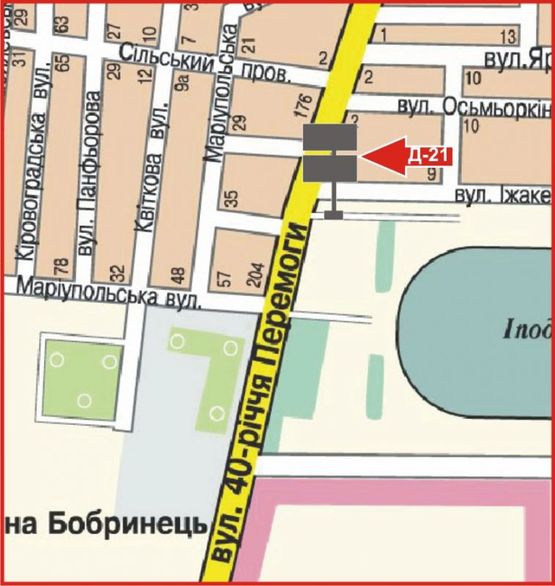 Схема рекламної площини за адресою ул.40 Лет Победы *