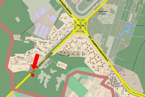 Схема рекламной плоскости по адресу Одесская трасса / Глушкова пр., напротив АЗС "ТНК", в сторону Чабанов