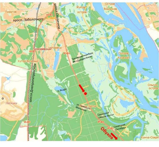 Схема рекламной плоскости по адресу Столичное шоссе, остановка "Лесная", из Киева