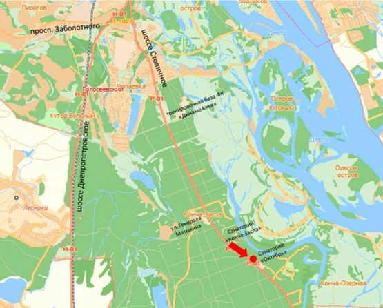 Схема рекламної площини за адресою Столичное шоссе, остановка "Конче-Озерная", из Киева