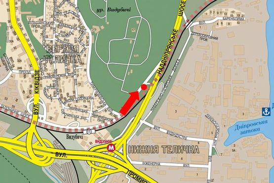 Схема рекламной плоскости по адресу Железнодорожное шоссе / Тимирязевская ул., выезд на Надднепрянское шоссе