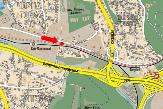 Схема рекламной плоскости по адресу Железнодорожное шоссе, 47, в сторону супермаркета "Велика Кишеня", Бойчука ул. (бывш. Киквидзе ул.) Схема рекламной плоскости по адресу Железнодорожное шоссе, 47, в сторону супермаркета "Велика Кишеня", Бойчука ул. (бывш. Киквидзе ул.)