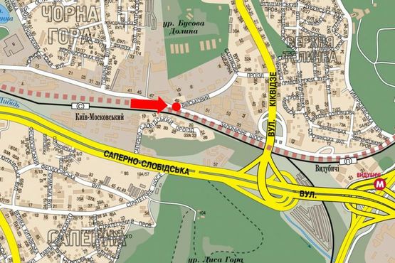 Схема рекламной плоскости по адресу Железнодорожное шоссе, 49, в сторону супермаркета "Велика Кишеня", Бойчука ул. (бывш. Киквидзе ул.)