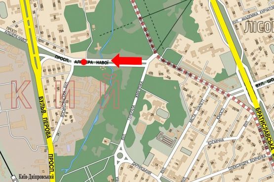 Схема рекламной плоскости по адресу Навои пр., щит №3, в сторону Перова бул.