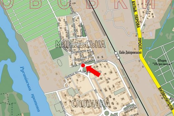 Схема рекламной плоскости по адресу Шептицкого ул. (бывш. Луначарского ул.) (въезд в Русановские сады), правый