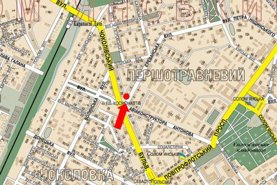 Схема рекламной плоскости по адресу Ереванская ул., 1 / Космонавтов пл., в сторону Воздухофлотский пр.